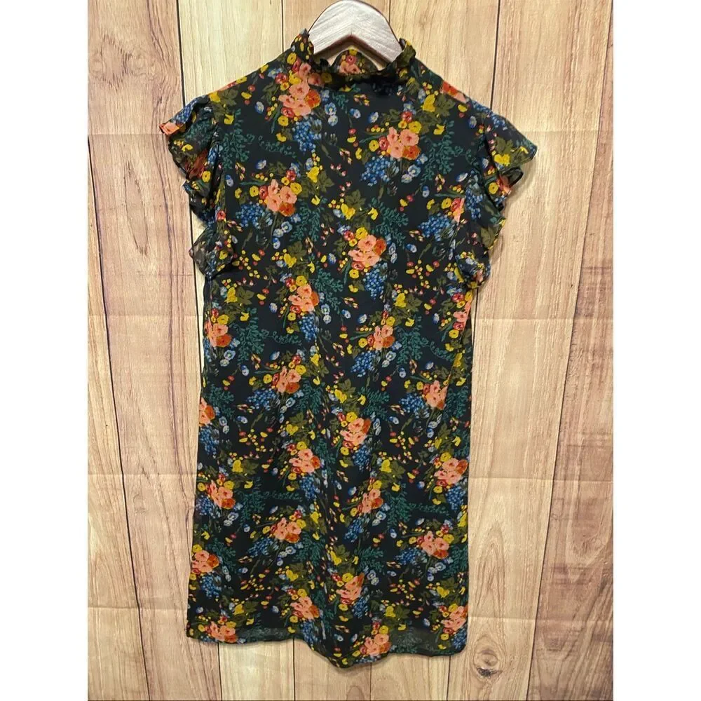 Madewell x No.6 size 00 100% Silk Beacon Dress in Garden Bouquet black floral